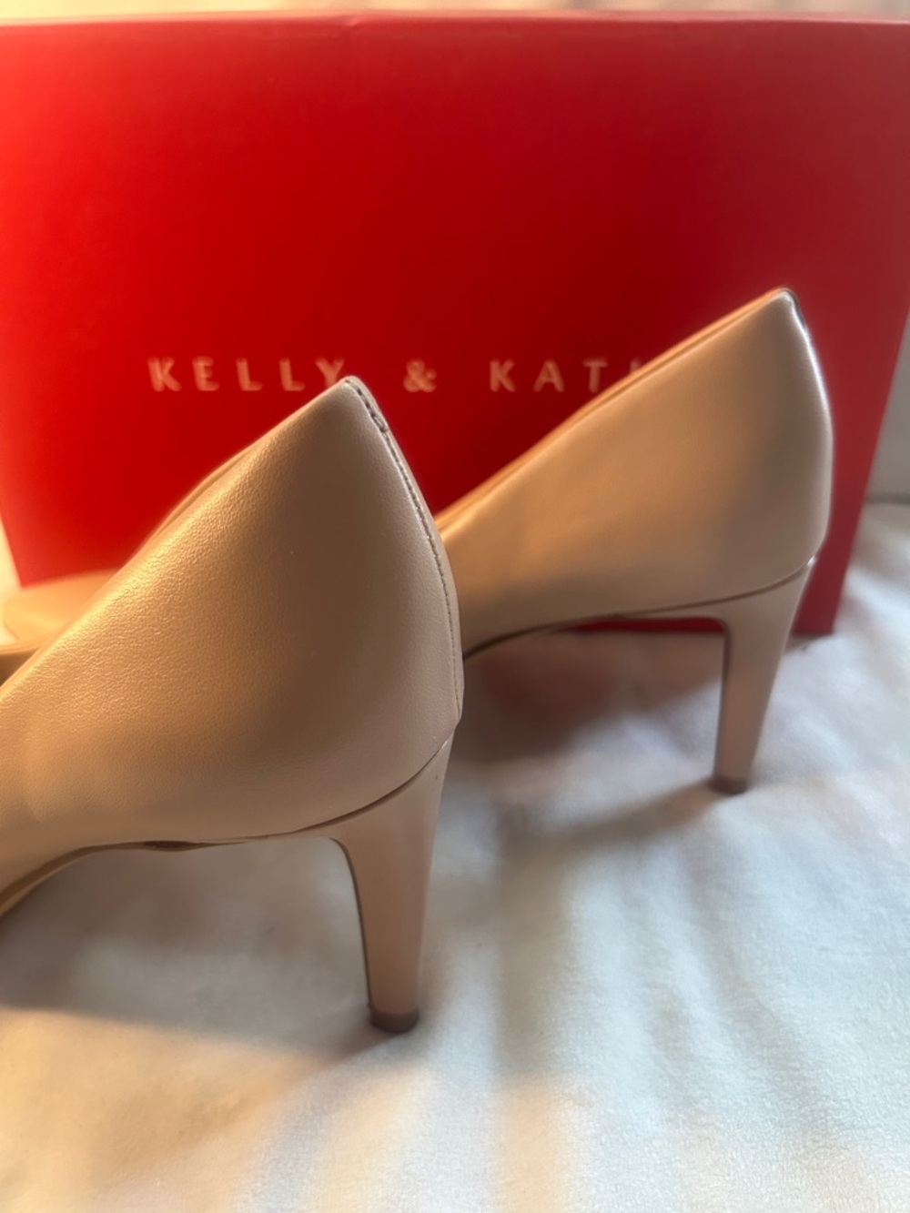 Kelly & Katie Beige Pointed-Toe Mid Heel Pumps - Picture 7 of 7